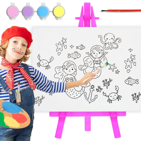 Zestaw Malarski Malowania Prezent Kreatywny Płótno Sztaluga Farby Dzieci Artmaker