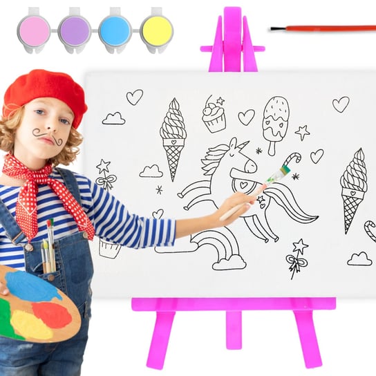Zestaw Malarski Malowania Prezent Kreatywny Płótno Sztaluga Farby Dzieci Artmaker