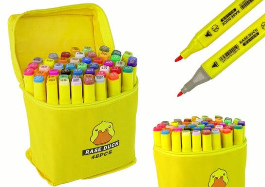 Zestaw markerów alkoholowych Rase Duck w żółtym etui, 48 sztuki Lean Toys