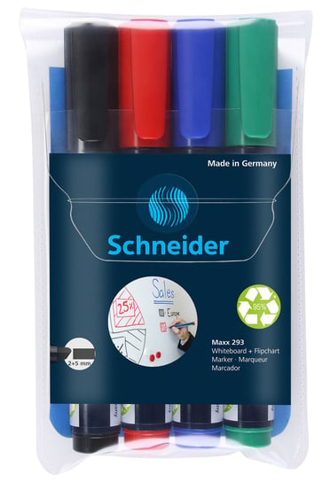 Zestaw markerów do tablic, Maxx 293, 2-5 mm, 4 kolory Schneider