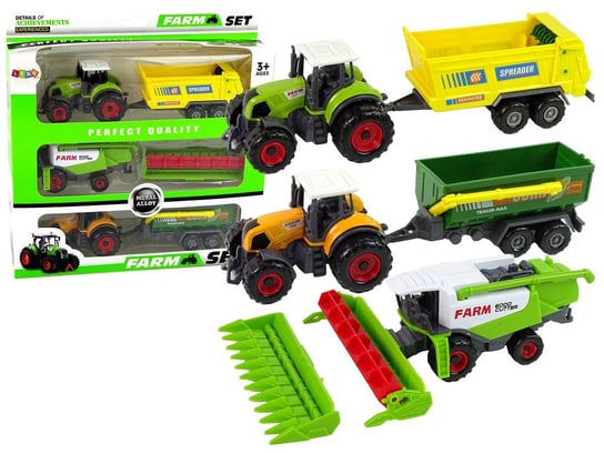 Zestaw Maszyn Rolniczych Traktory Z Przyczepami I Kombajn Lean Toys