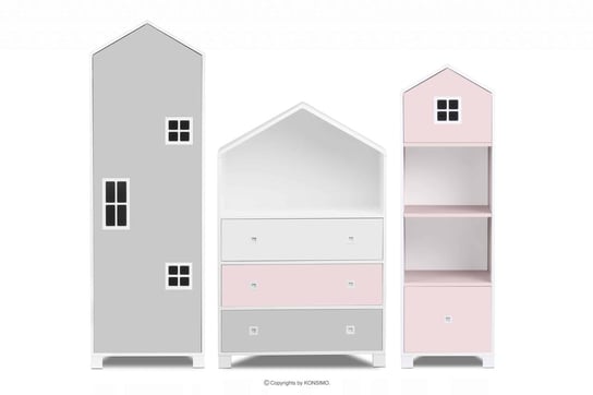 Zestaw meble dla dziewczynki domki różowe 3 elementy MIRUM Konsimo Konsimo