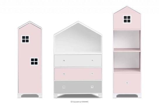 Zestaw meble dla dziewczynki domki różowe 3 elementy MIRUM Konsimo Konsimo