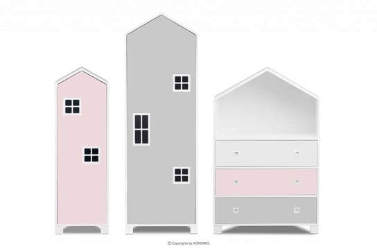 Zestaw meble domki dla dziewczynki różowe 3 elementy MIRUM Konsimo Konsimo