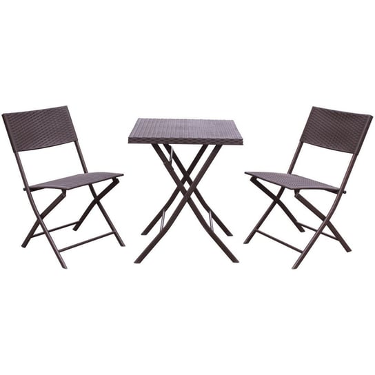 Zestaw mebli balkonowych stolik i 2 krzesła brązowy Saska Garden