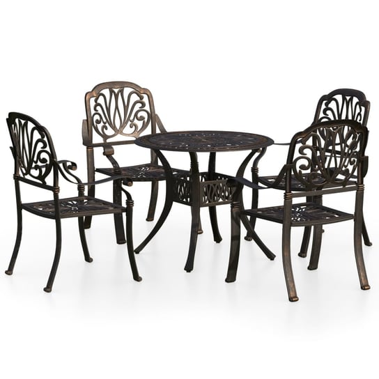 Zestaw mebli bistro aluminiowy brązowy, 4 krzesła, Zakito Europe