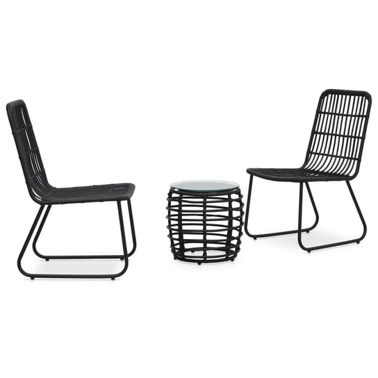 Zestaw mebli bistro rattan 2 krzesła + stół czarne Inna marka