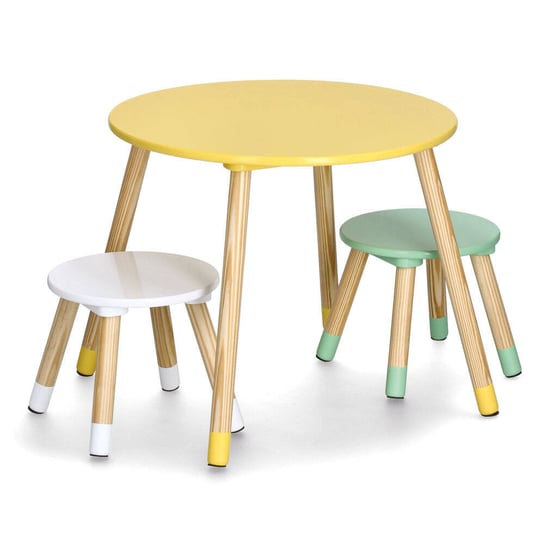 Zestaw mebli dla dzieci z MDF i sosny, stolik + 2 krzesła Zeller