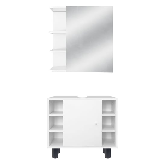 Zestaw mebli łazienkowych 2-częściowy nowoczesny styl biały drewno ML design ML-DESIGN