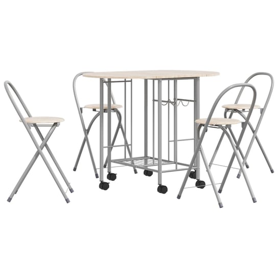 Zestaw mebli MDF, 1 stół + 4 krzesła, dębowy/srebr Inna marka