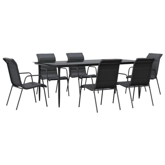 Zestaw mebli ogrodowych 6 krzeseł + stół, czarny, Inna marka