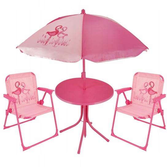 Zestaw MEBLI OGRODOWYCH dla dzieci piknikowy parasol stolik krzesła JUMI