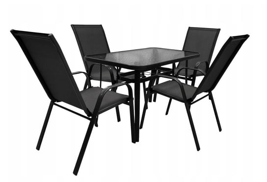 Zestaw mebli ogrodowych na taras stół 120x70 i krzesła dla 4 osób czarny Kontrast