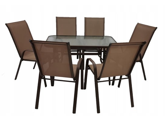 Zestaw mebli ogrodowych na taras stół 120x70 i krzesła dla 6 osób brązowy Kontrast