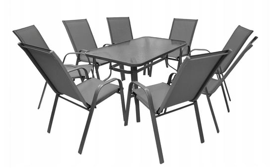 Zestaw mebli ogrodowych na taras stół 150x80 i krzesła dla 8 osób szary Kontrast