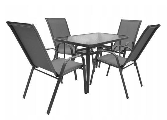 Zestaw mebli ogrodowych na taras stół i krzesła dla 4 osób Majarka szary Kontrast
