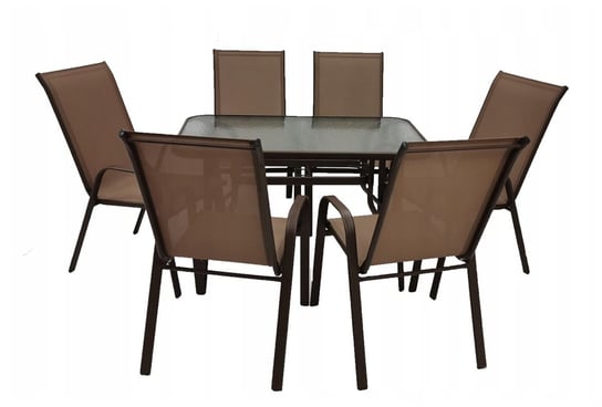 Zestaw mebli ogrodowych na taras stół i krzesła dla 6 osób Majarka brązowy Kontrast