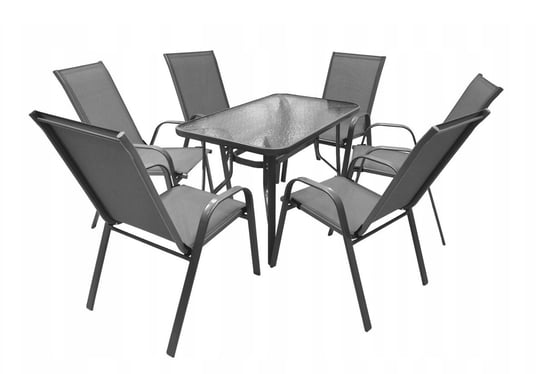 Zestaw mebli ogrodowych na taras stół i krzesła dla 6 osób Majarka szary Kontrast