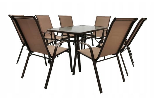 Zestaw mebli ogrodowych na taras stół i krzesła dla 8 osób Majarka brązowy Kontrast