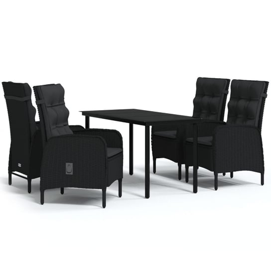 Zestaw mebli ogrodowych - stół + 4 krzesła (czarne Inna marka