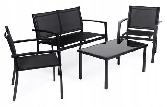 Zestaw mebli ogrodowych stół ławka fotele metal ModernHome