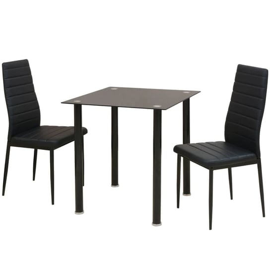 Zestaw mebli - stół + 2 krzesła, czarne, hartowane Zakito Europe