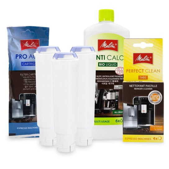 Zestaw MELITTA filtr Claris Pro Aqua 3szt, Odkamieniacz AntiCalc 250ml ...