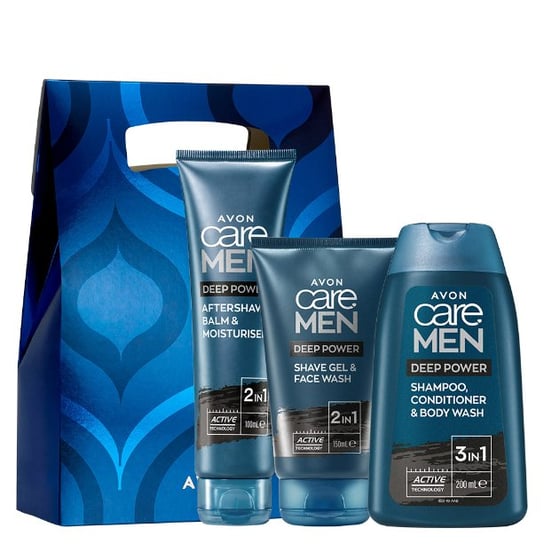 ZESTAW MEN DEEP POWER 3 SZT WĘGIEL TOREBKA AVON AVON