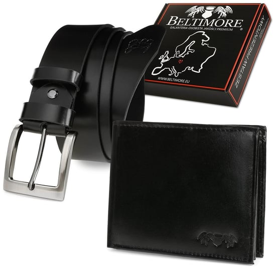 Zestaw męski skórzany premium Beltimore portfel pasek klasyczny U32 : Kolory - czarny, Rozmiar pasków - r.90-105 cm Inna marka