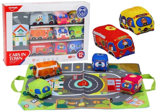 Zestaw Miękkich Samochodzików Mata Do Zabawy 9 Sztuk Lean Toys