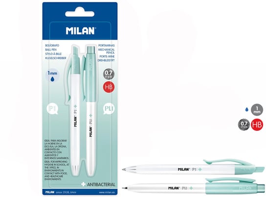 Zestaw Milan Długopis P1 + Ołówek Automatyczny Pl1 0,7 Hb Antibacterial Na Blistrze Milan