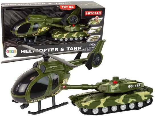 Zestaw Militarny Czołg Napęd Frykcyjny Helikopter Lean Toys