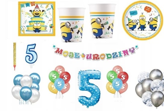 Zestaw Minionki Minions 5 Urodziny Balony Kubki Talerzyki Serwetki Inna marka