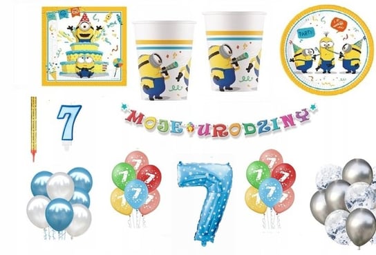 Zestaw Minionki Minions 7 Urodziny Balony Kubki Talerzyki Serwetki Inna marka