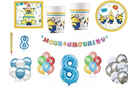 Zestaw Minionki Minions 8 Urodziny Balony Kubki Talerzyki Serwetki Inna marka