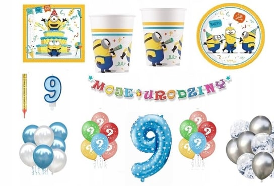 Zestaw Minionki Minions 9 Urodziny Balony Kubki Talerzyki Serwetki Inna marka