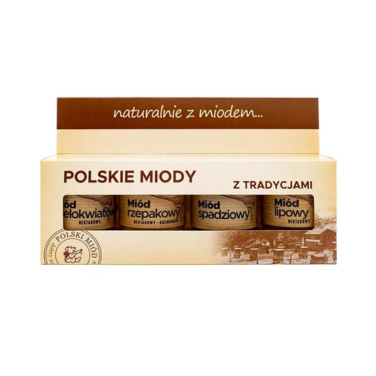 Zestaw miodów 4x50g  lipa, rzepak, spadź, wielokwiat ŁYSOŃ