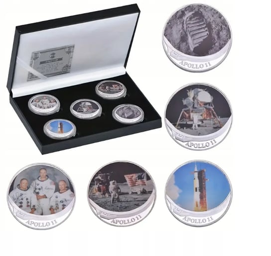 Zestaw monet Apollo 11, lądownie na księżycu, replika pudełko na prezent DIKOM