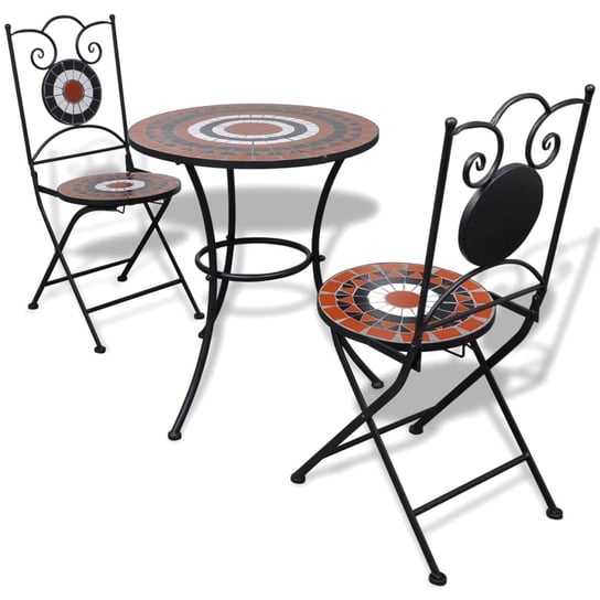 Zestaw Mozaikowy - Stół + 2 Krzesła, Terakota/Biał Zakito Europe