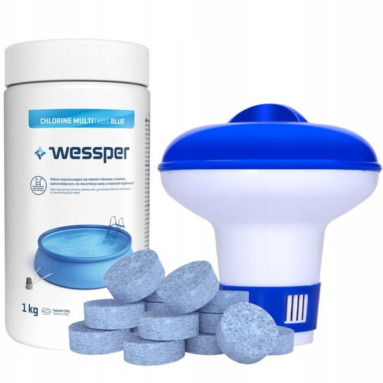 Zestaw Multi Tabletki Blue Do Basenów Chlor Pływak Wessper