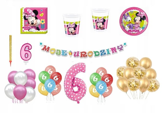 Zestaw Myszka Minnie 6 Urodziny Balony Inna marka