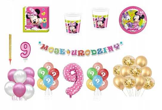 Zestaw Myszka Minnie 9 Urodziny Balony Inna marka