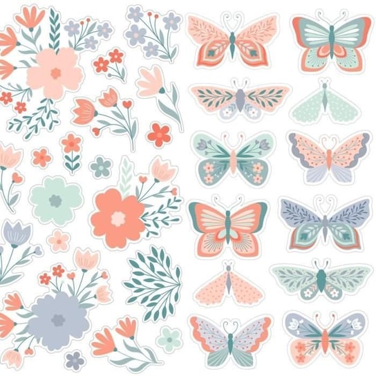 Zestaw naklejek 3D z kwiatami/motylami Youdoit