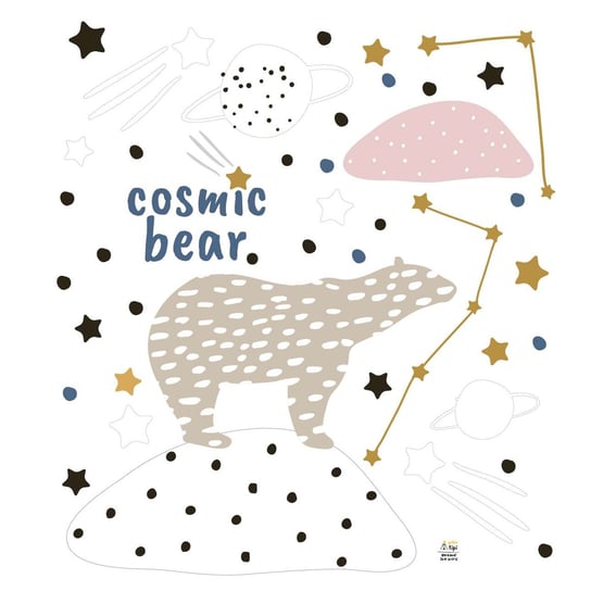 Zestaw naklejek Cosmic Bear, 90 x 100 cm Yellow Tipi