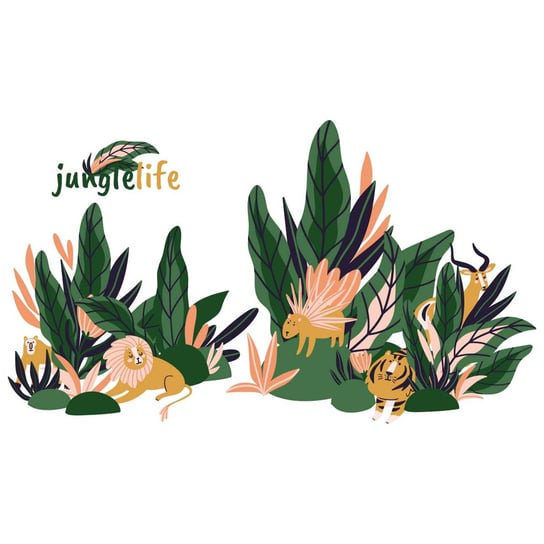 Zestaw naklejek Jungle Life, 120 x 70 cm Yellow Tipi