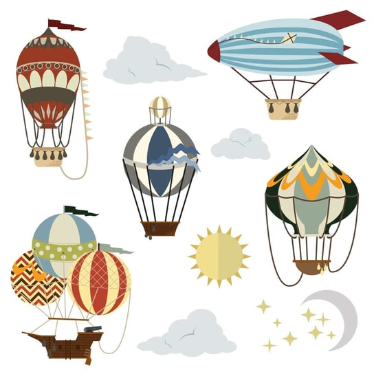 Zestaw naklejek Travel Balloons, 110x70 Yellow Tipi