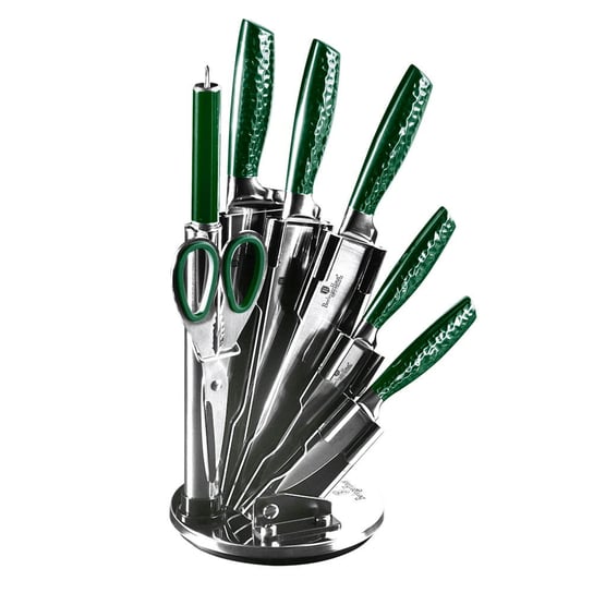Zestaw noży Berlinger Haus Emerald Metallic Line, zielony, w stojaku, 8 elementów, BH/2463 Berlinger Haus