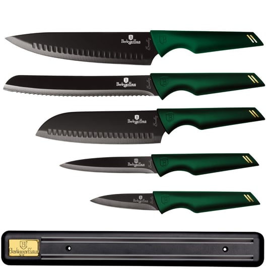 Zestaw noży Berlinger Haus Emerald, zielony, z listwą magnetyczną i pokrowcem, 6 elementów, BH/2696 Berlinger Haus