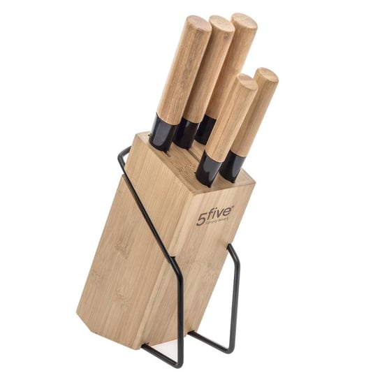 Zestaw noży kuchennych na stojaku z bambusa, 5 noży 5five Simple Smart