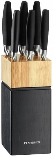 Zestaw noży w drewnianym bloku Magnat 7-elementowy czarny AMBITION Ambition